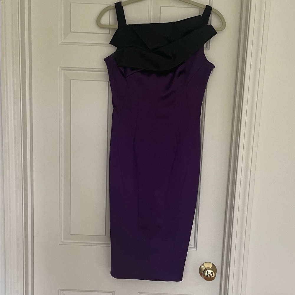 Karen Millen Strapless Purple and Black Dress